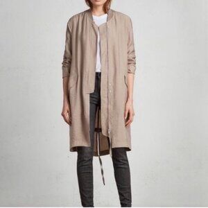 AllSaints Elio Bomber Parka Long  Utility‎ Cargo Duster Coat Size 6